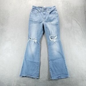 Levis Jeans‎ Womens 30 Blue 726 High Rise Flare Distressed Light Wash Stretch
